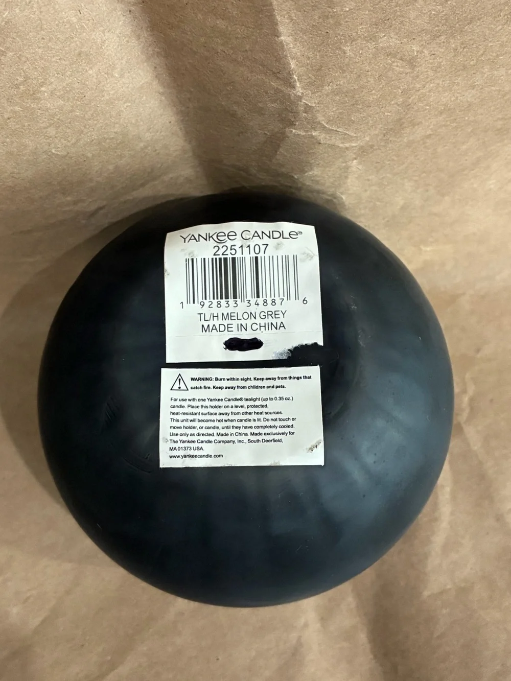 Yankee Candle Glass TeaLight Votive Candle Holder Ombré Gray Black Melon Frosted